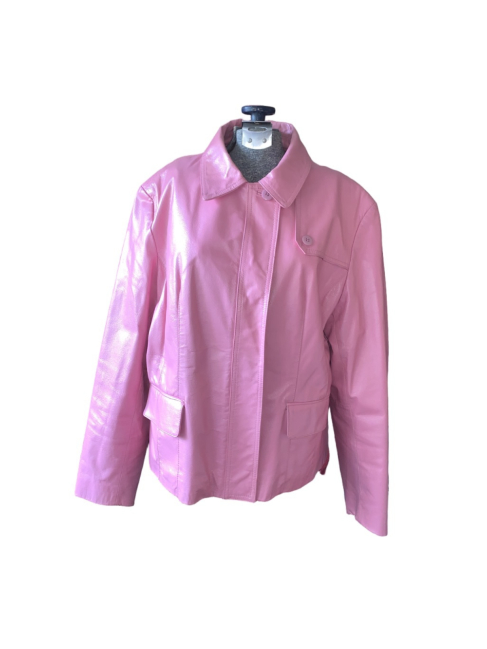 Women's New Trend Pink Leather Jacket XL